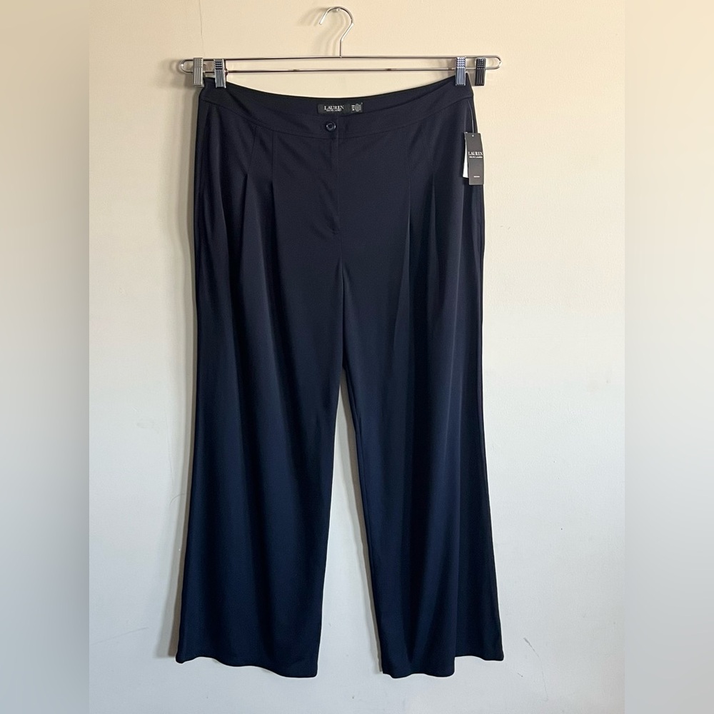 Lauren Ralph Lauren Navy Blue Pleated Wide Leg Pants Size 14W New - Picture 6 of 11